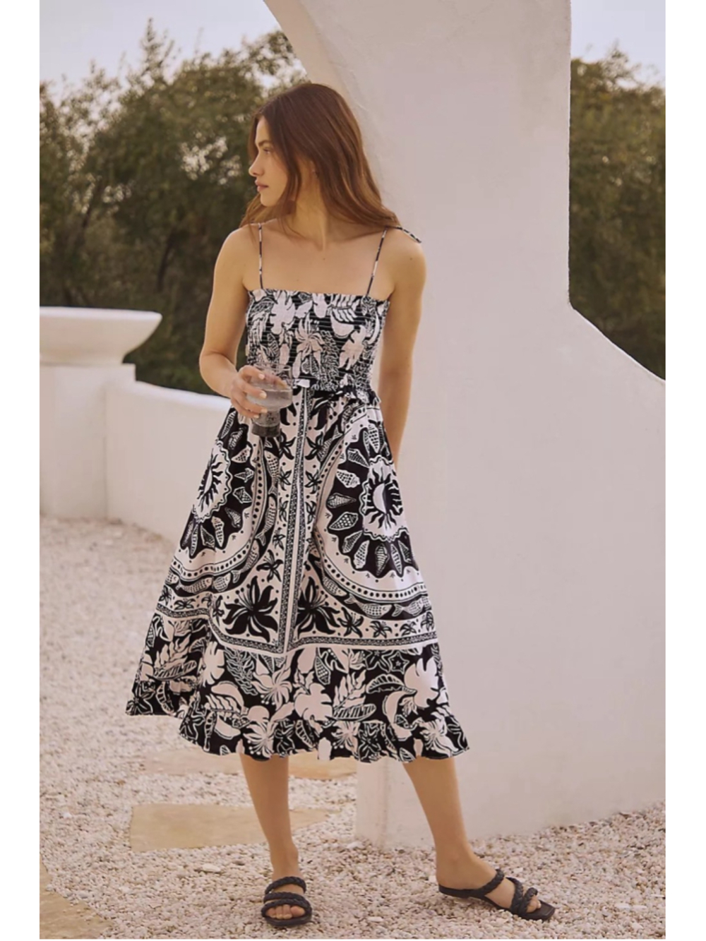 NWT Farm Rio Black & White Poplin Cover-Up Midi Dress Anthropologie